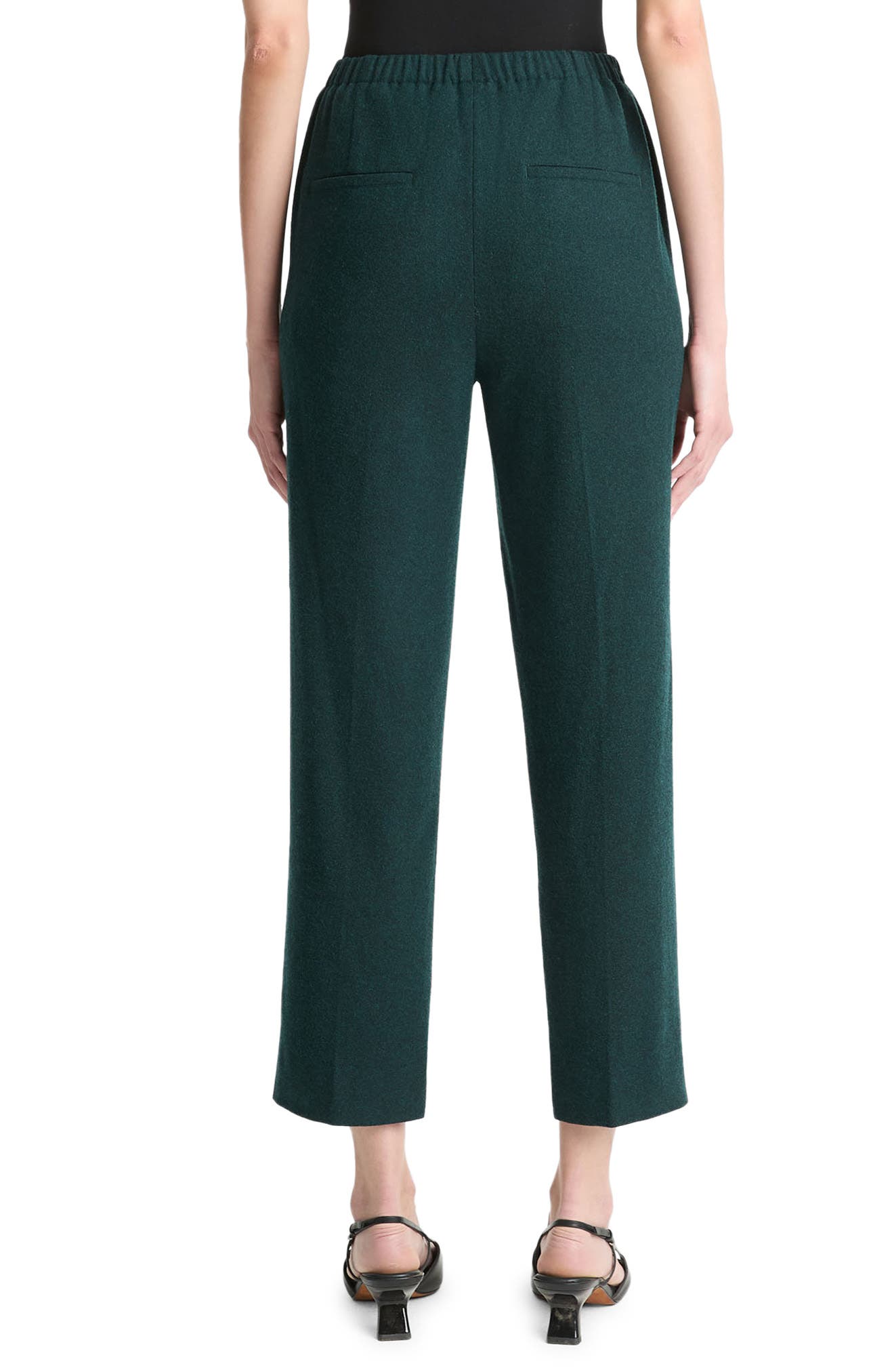 Crop Pleated Brushed Wool Blend Pull-On Pants - image 2