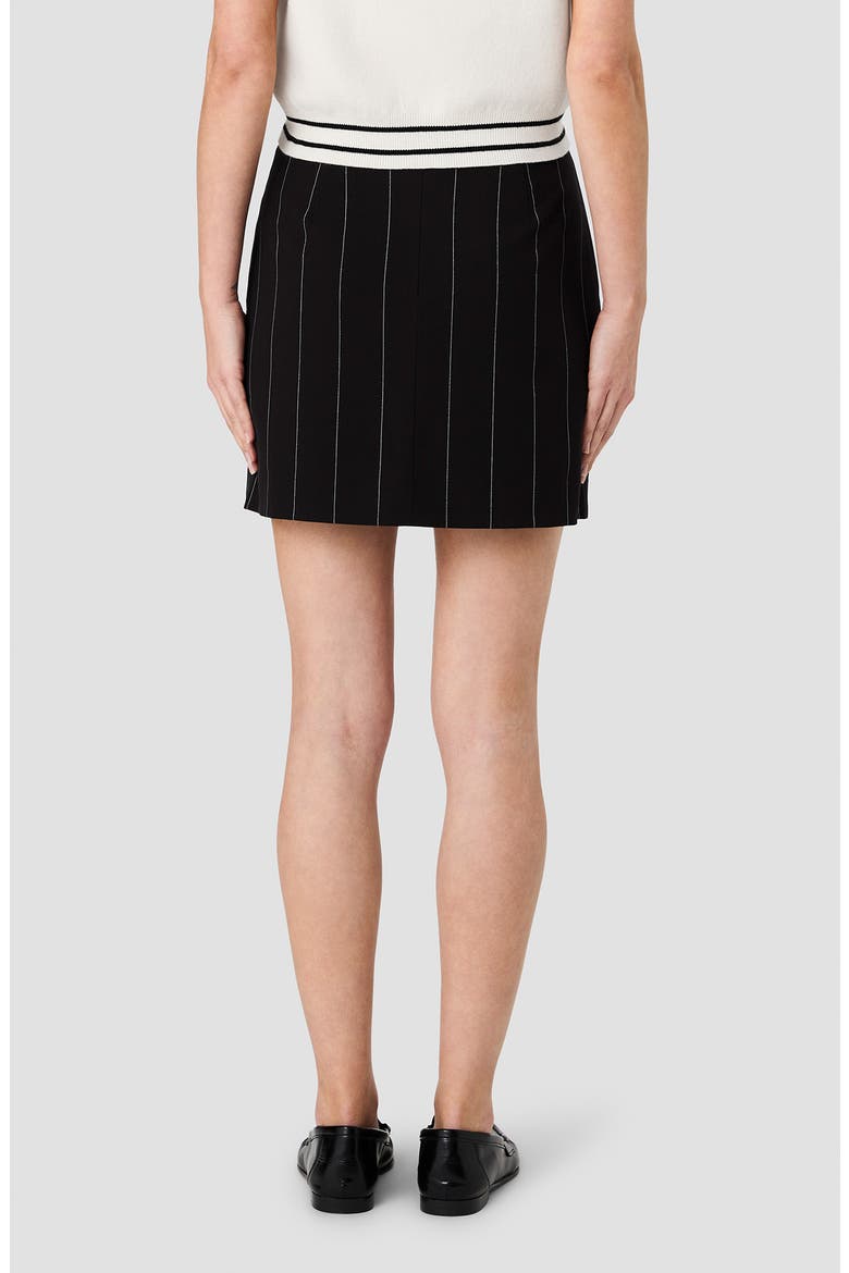 Pinstripe Suiting Miniskirt, Alternate, color, BLACK/ WHITE