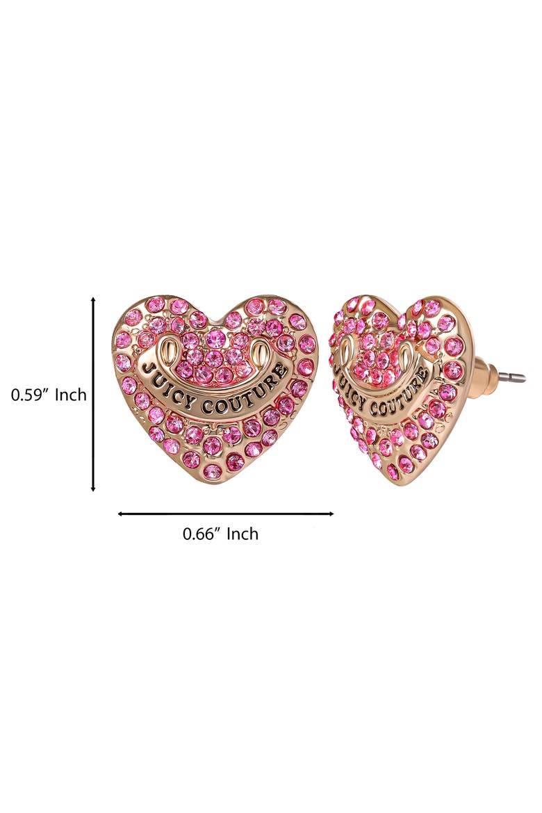 Heart Crystal Stud Earrings, Gold-Tone with Crystals, Alternate, color, pink, gold