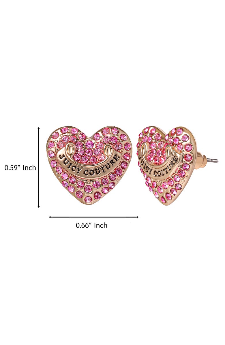 Juicy Couture Heart Crystal Stud Earrings, Gold-Tone with Crystals, Alternate, color, Pink, Gold