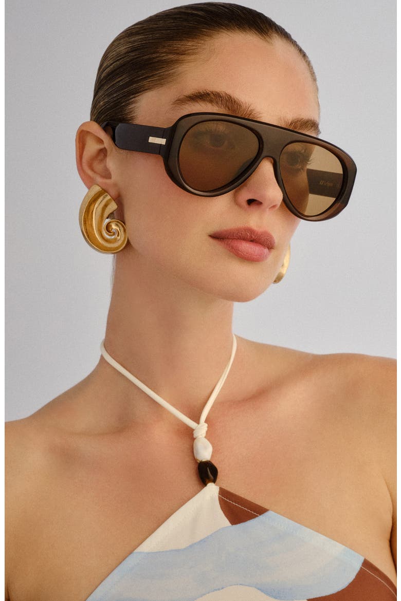 Dream Boat 57mm Aviator Sunglasses, Alternate, color, COCOA / LIGHT BROWN MONO