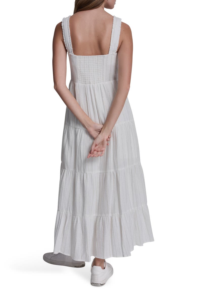 Sleeveless Tiered Cotton Gauze Sundress, Alternate, color, GOLD STRIP