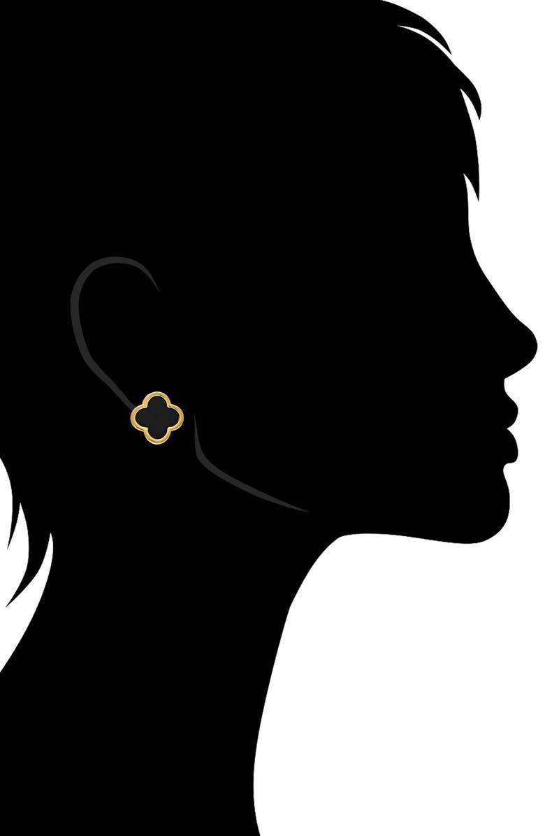 RIVKA FRIEDMAN 18K Gold Plated Semiprecious Stone Clover Stud Earrings, Alternate, color, Onyx