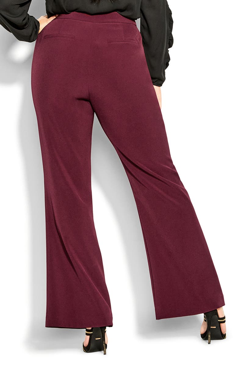 City Chic Vienna High Waist Flare Pants, Alternate, color, Red
