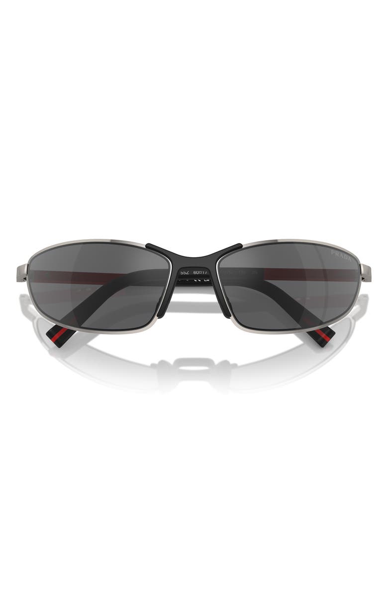 Prada Linea Rossa 60mm Oval Sunglasses, Alternate, color, Gunmetal