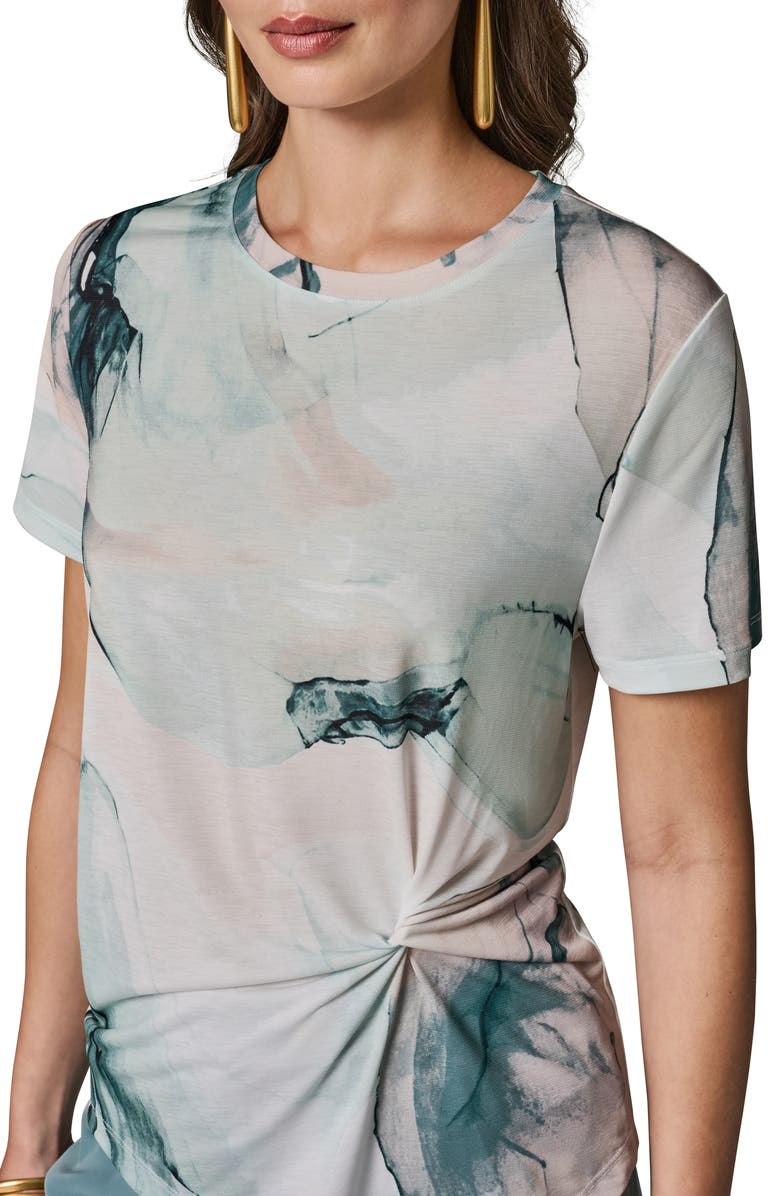 Donna Karan New York Abstract Print Side Twist Knit Top, Alternate, color,