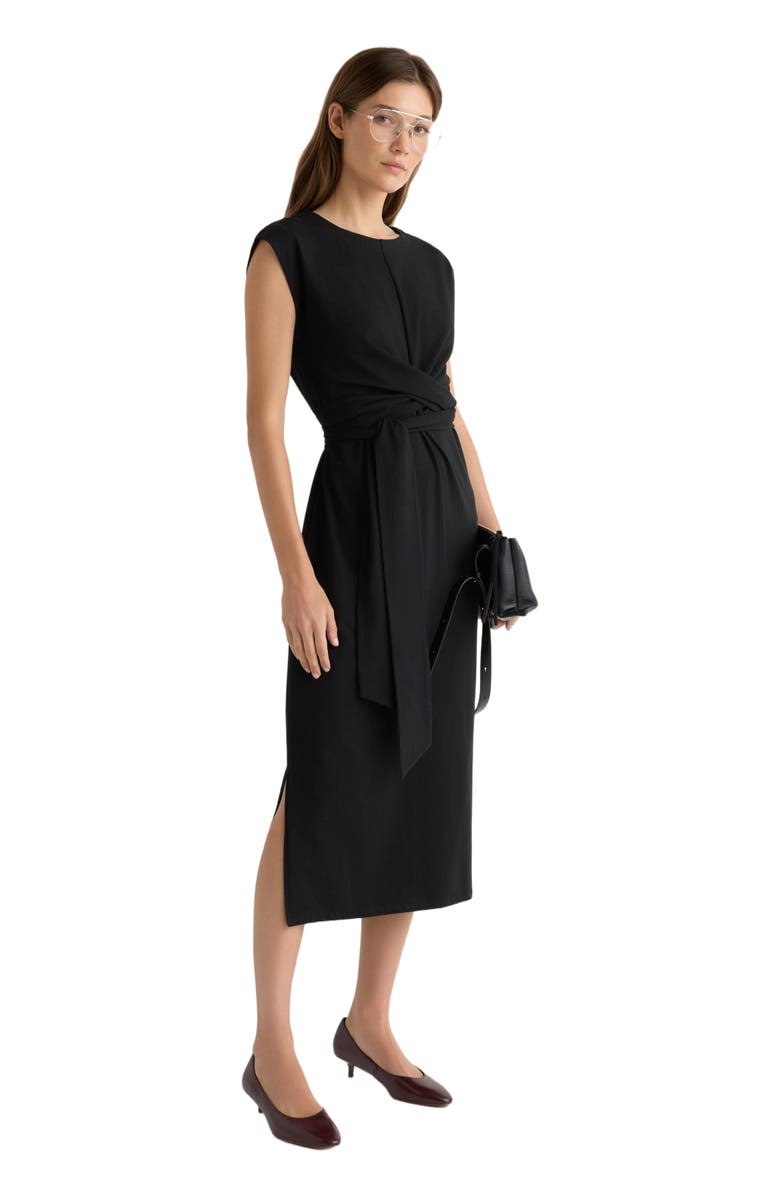 Modern Citizen Fei Tie-Front Organic Cotton Dress, Main, color, Black