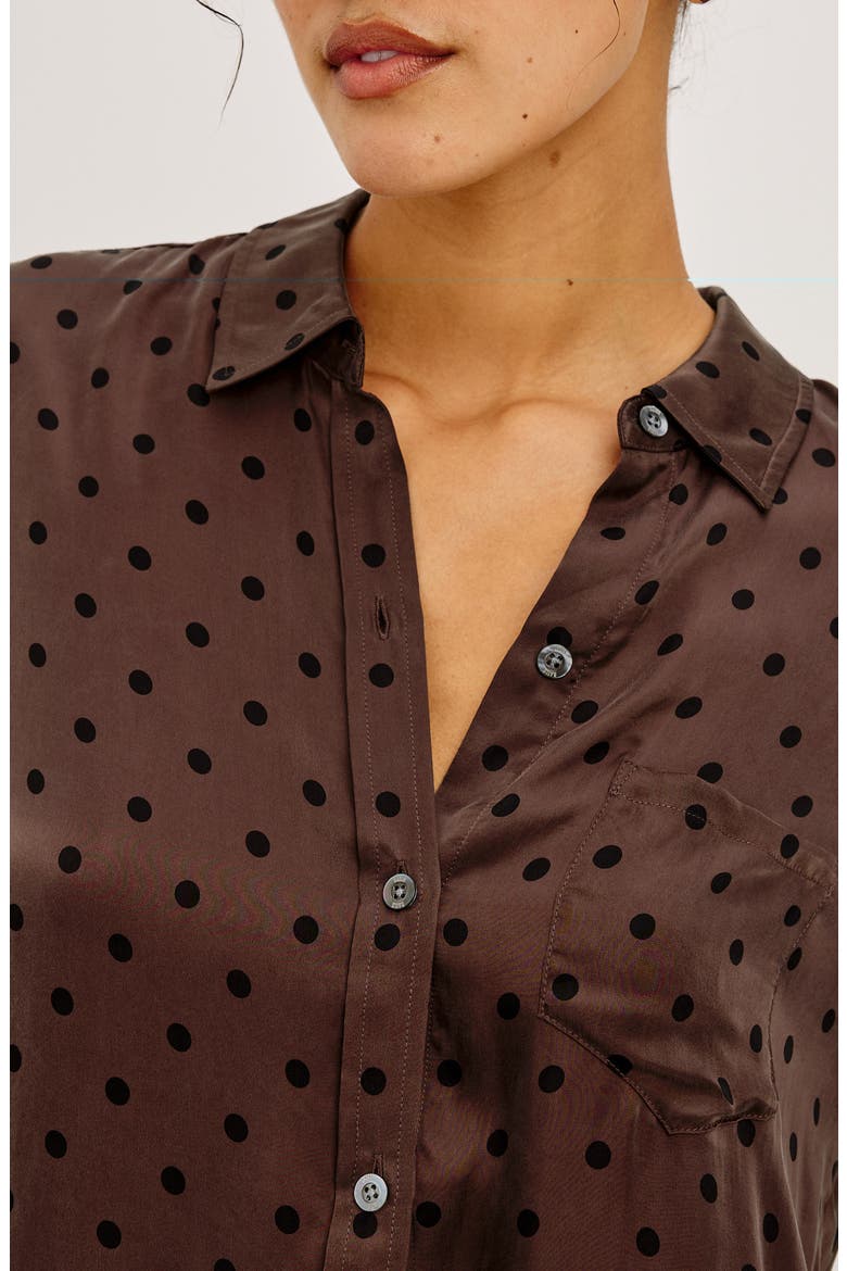 Alyssa Polka Dot Long Sleeve Button-Up Shirt, Alternate, color, CHOCOLATE POLKA DOT