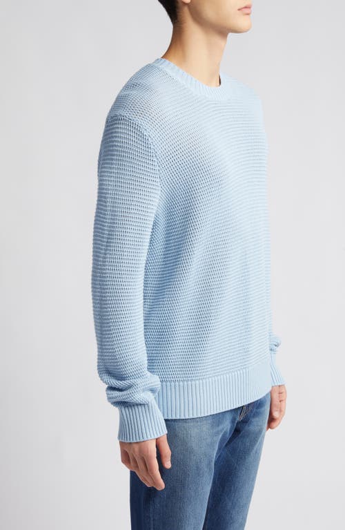 Frame Textured Wool Blend Crewneck Sweater In Blue