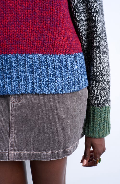 Topshop Colorblock Crewneck Sweater In Multi