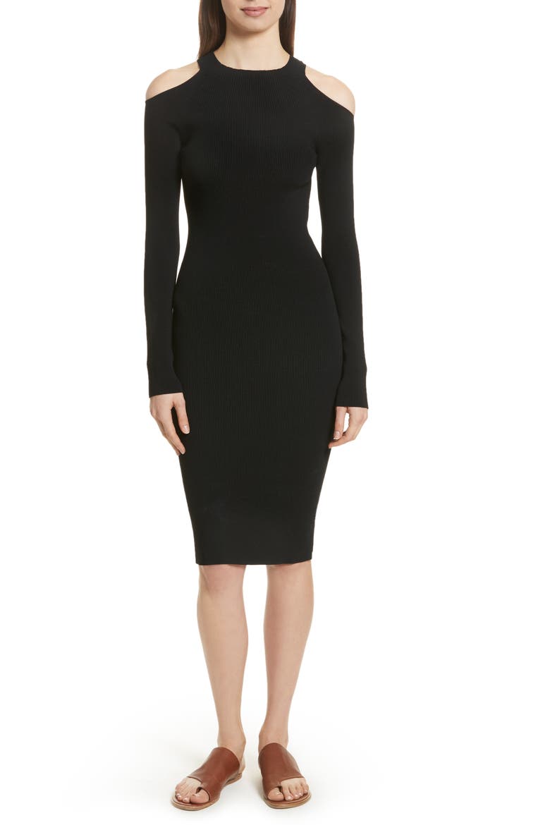 Cold Shoulder Body-Con Dress, Main, color, BLACK