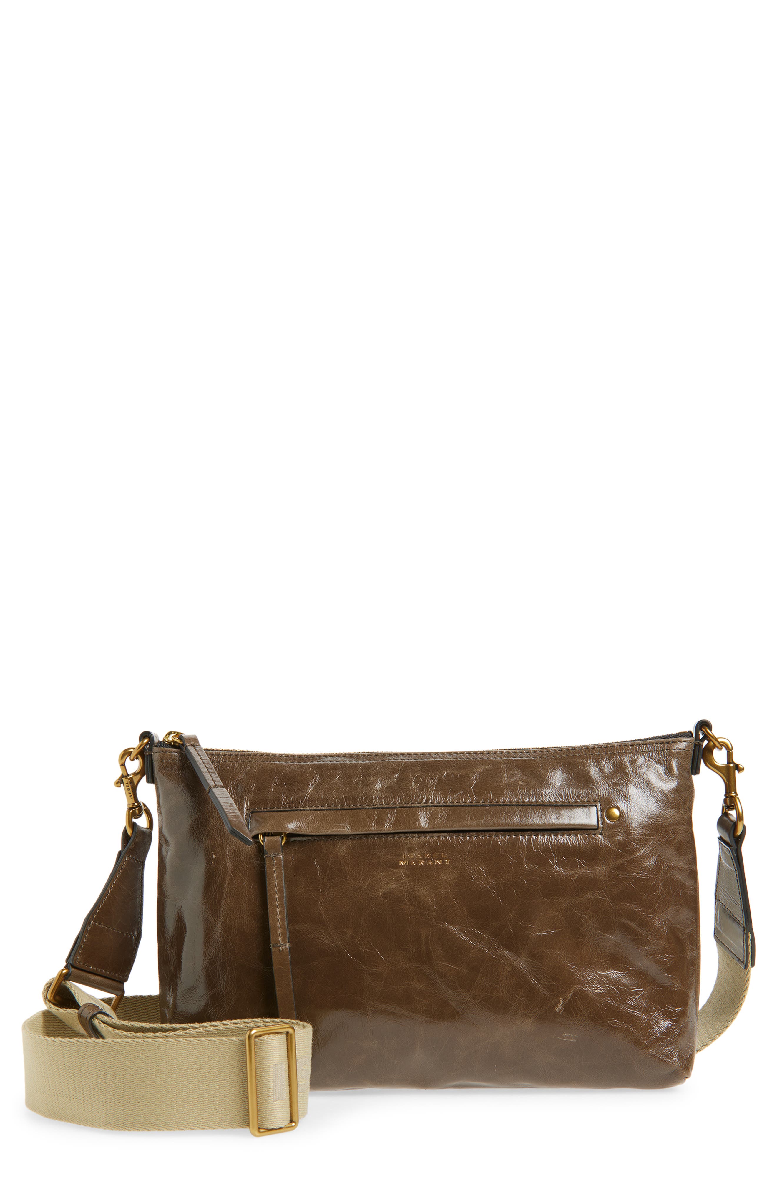 Isabel Marant Nessah Wardy Leather Crossbody Bag, Main, color, Moss Green