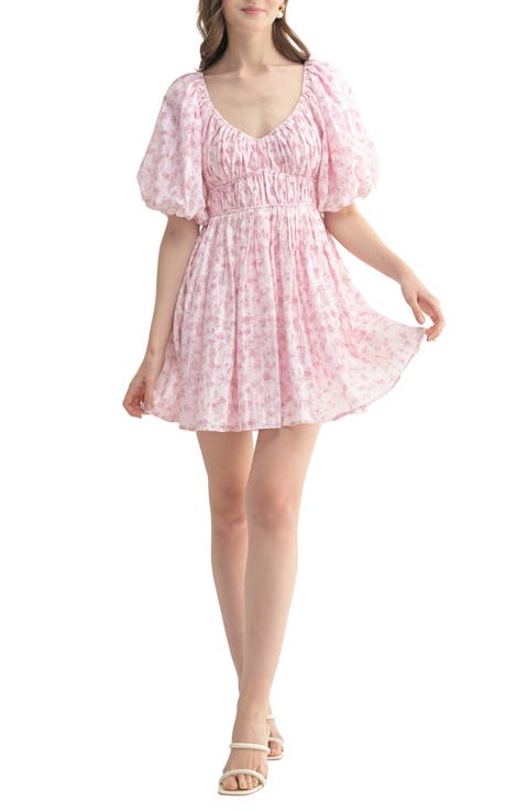 Floral Print Puff Sleeve Minidress