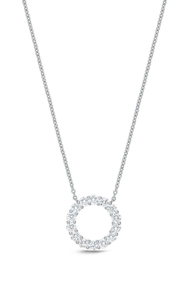 Diamond Circle Pendant Necklace, Main, color, WHITE GOLD