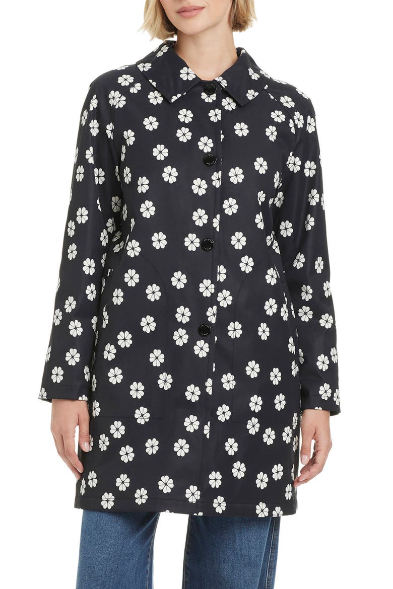 Hooded A-Line Trench Coat, Main, color, SPADE FLOWER TOSS