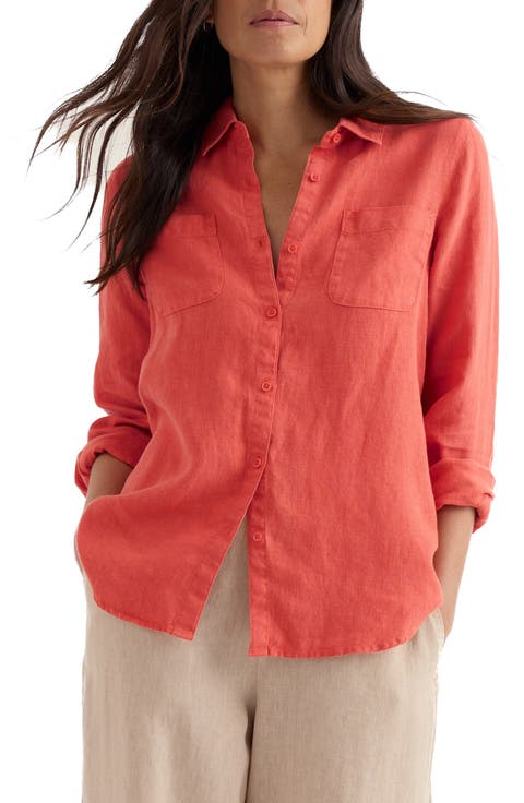 Hazel Branch Linen Button-Up Shirt