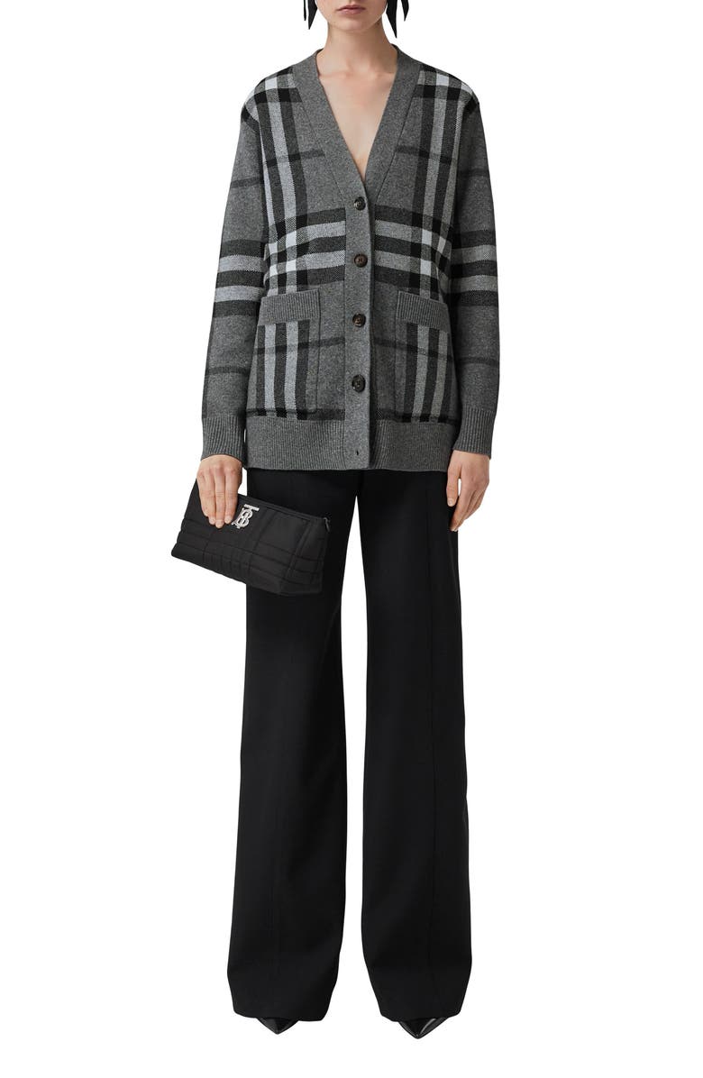 Burberry Willah Check Wool & Cashmere Cardigan, Alternate, color,