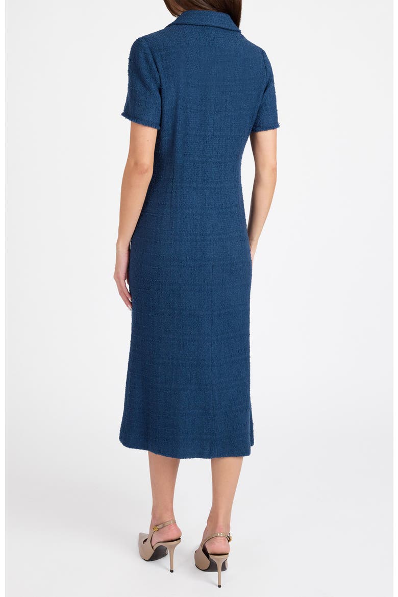 Sahara Short Sleeve Asymmetric Midi Tweed Dress, Alternate, color, Steel Teal
