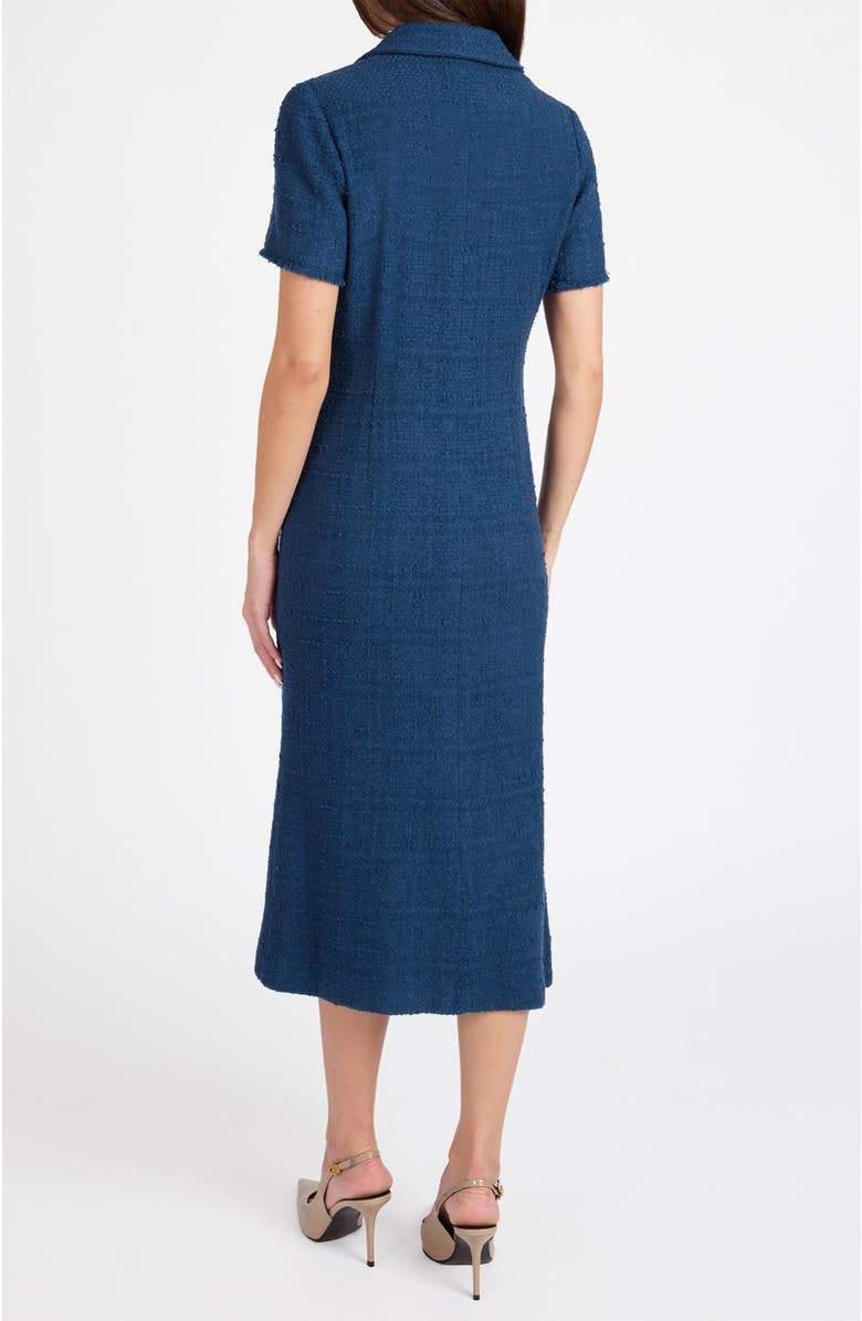 Santorelli Sahara Short Sleeve Asymmetric Midi Tweed Dress, Alternate, color, Steel Teal