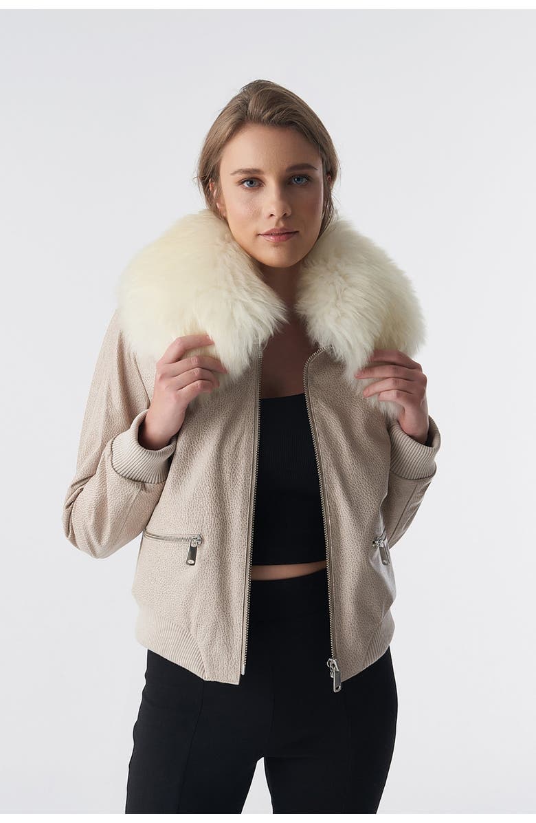 Furniq UK Diana Bomber Jacket, Main, color, Beige