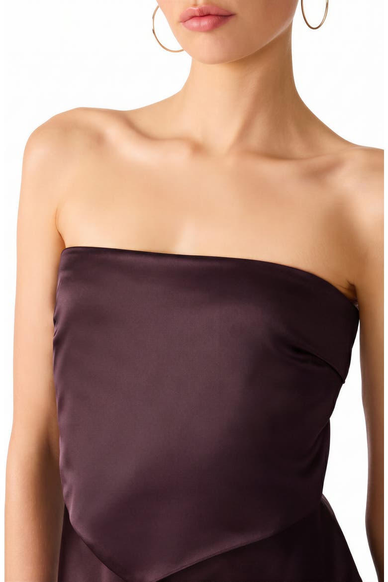 Elaia Satin Tie Back Strapless Dress, Alternate, color, DEEP FIG