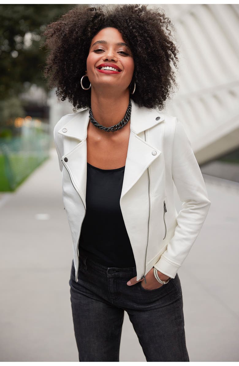 Liverpool Los Angeles Living in Yellow Faux Suede Moto Jacket, Alternate, color, 