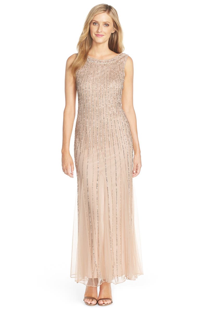 Pisarro Nights Embellished Mesh Gown, Main, color, 