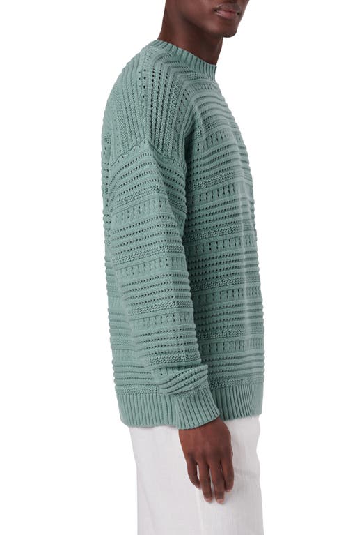 Bugatchi Cotton Crewneck Sweater In Green