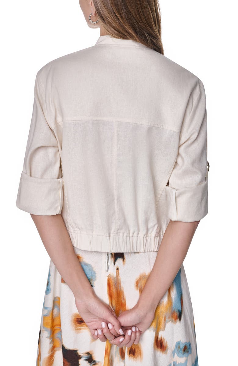 DKNY Linen Blend Bomber Jacket, Alternate, color, Coconut