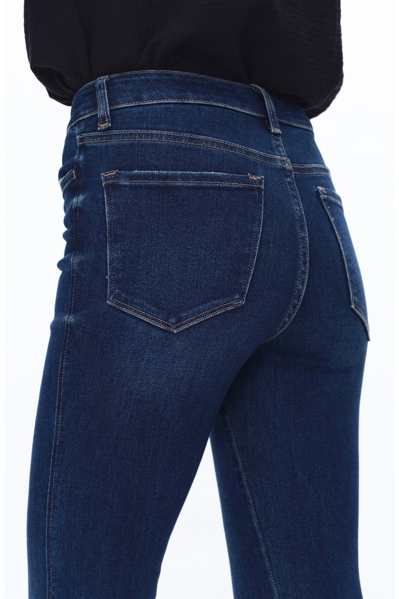 Split Hem Mid Rise Flare Jeans, Alternate, color, DARK BLUE