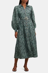 Ever New Hazel Long Sleeve Floral Print Midi Shirtdress