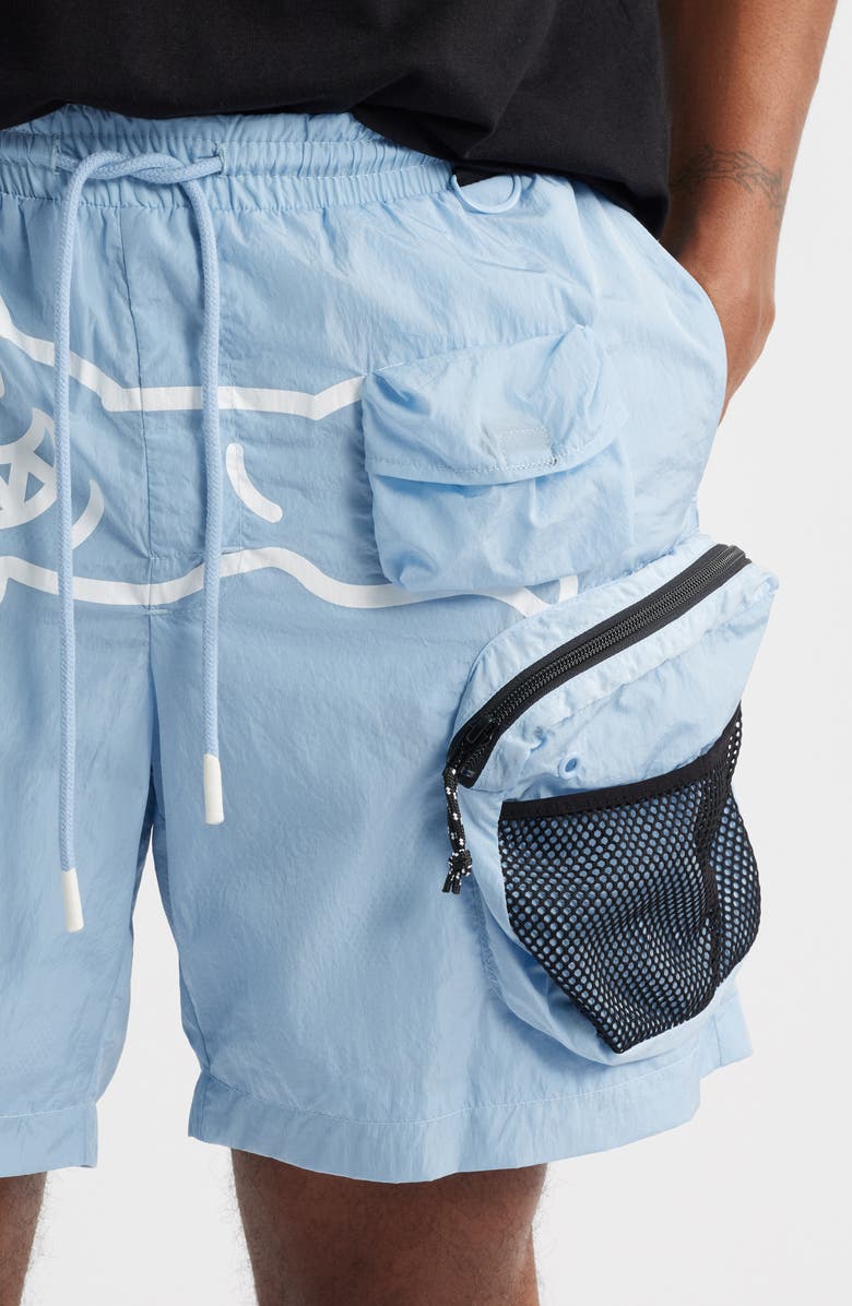 ICECREAM Running Dog Graphic Cargo Hiker Shorts, Alternate, color, Cerulean Blue