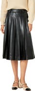 English Factory Pleated Faux Leather Skirt