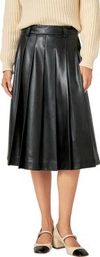 【THE MOZZ】Portie Pleats Leather Skirt English Factory Pleated Faux Leather Skirt | Nordstrom