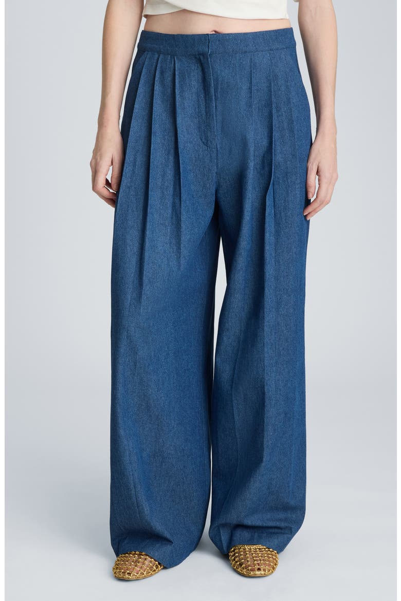 Triple Pleat Wide Leg Cotton Pants, Main, color, ARIES WASH