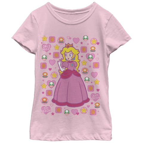 Girl's Nintendo Princess Peach Girls Rule  Graphic T-Shirt
