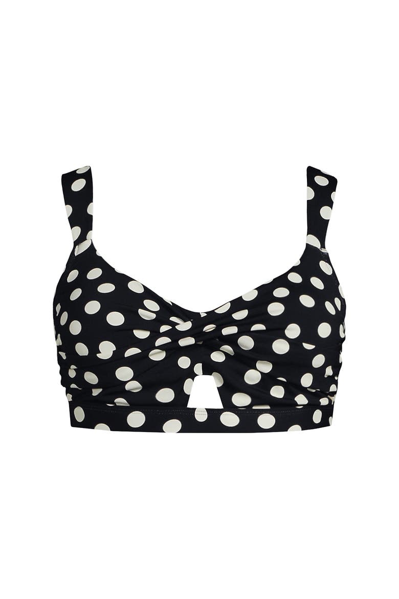Twist Front Bikini Top, Alternate, color, Black/Egret White Tossed Dots