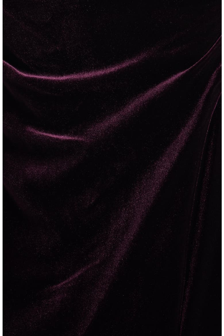 Cowl Neck Velvet Midi Dress, Alternate, color, MAROON