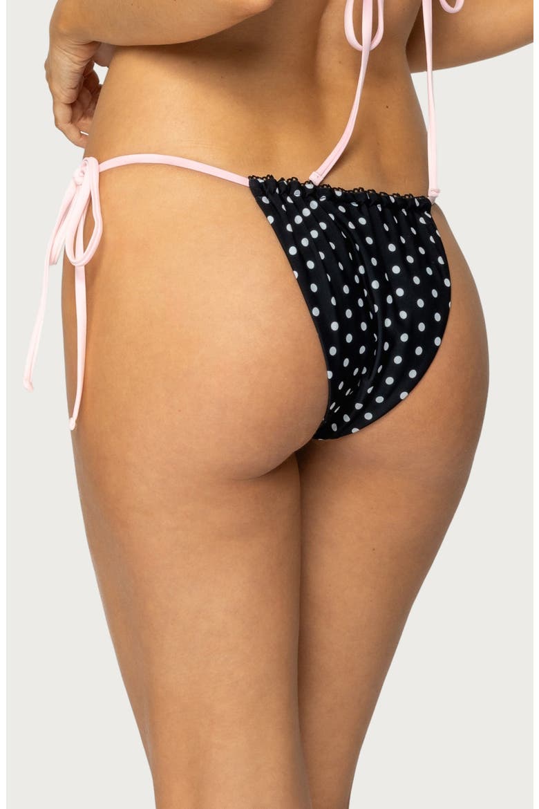 Leigh Polka Dot Side Tie Bikini Bottoms, Alternate, color, BLACK-AND-WHITE