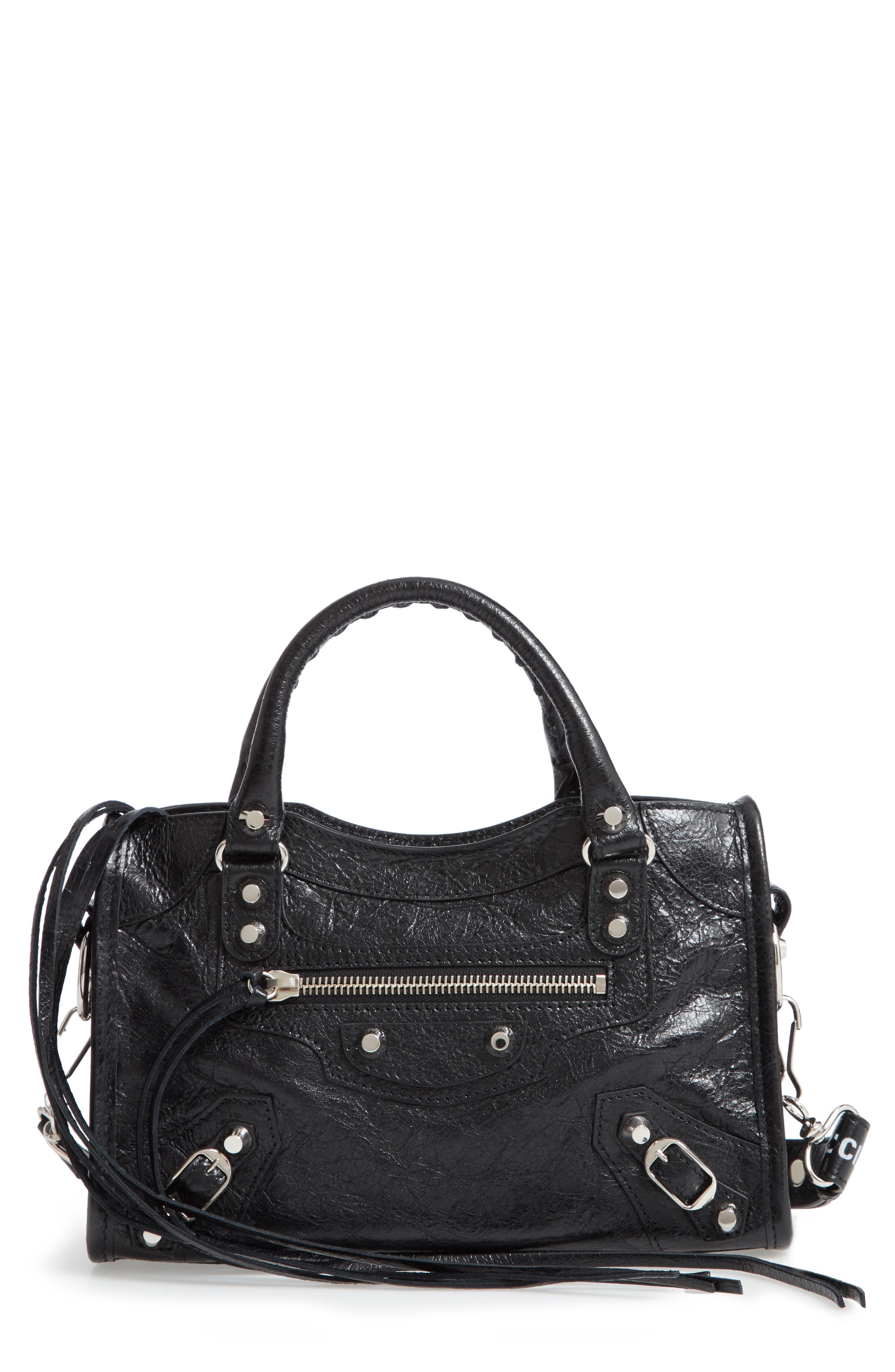 Balenciaga Mini Arena City Leather Satchel, Main, color, 