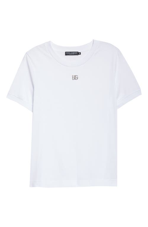 Dolce & Gabbana Dolce&gabbana Crystal Dg Logo Graphic Tee In White