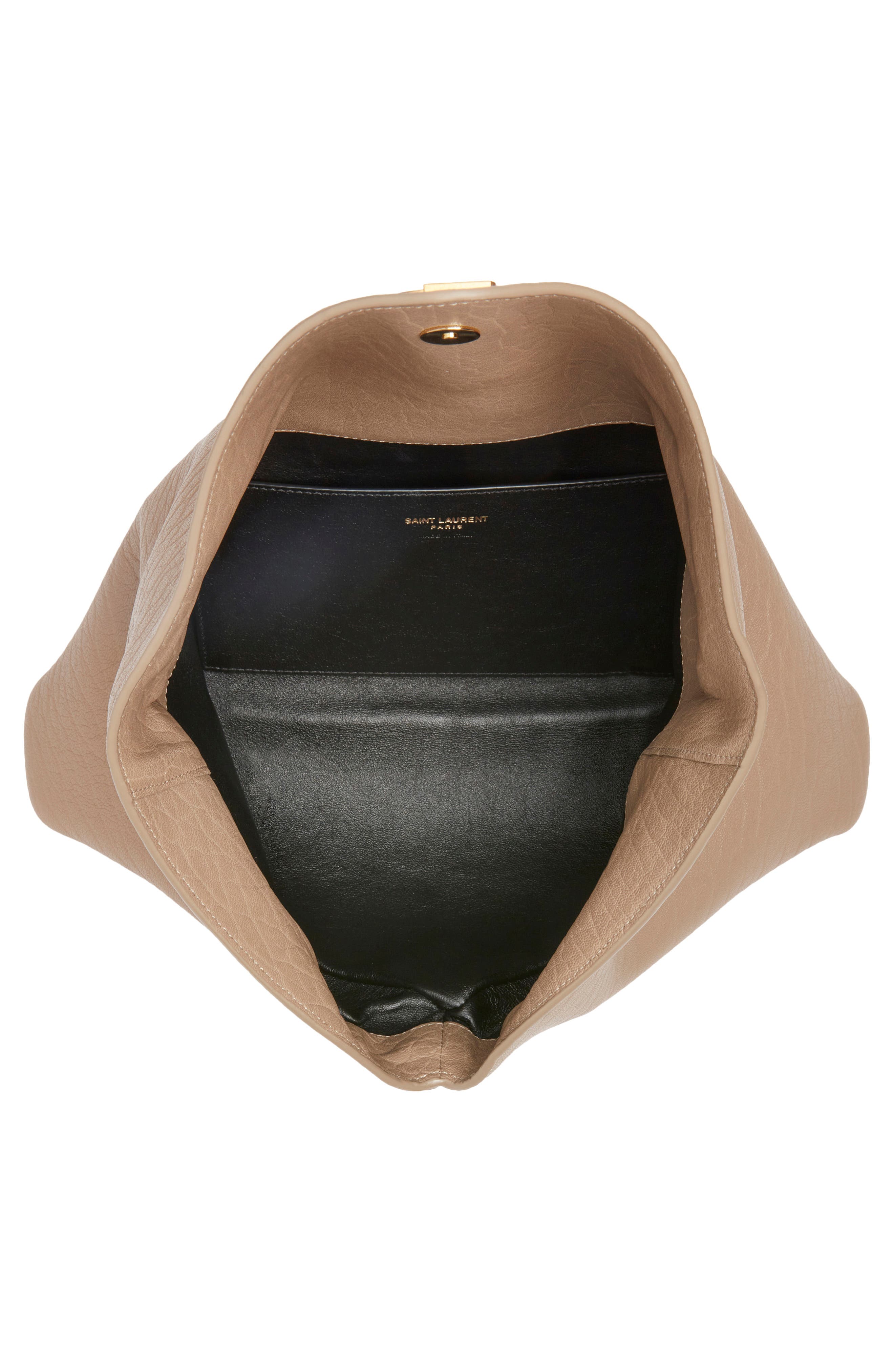 Saint Laurent Large Cassandre Leather Envelope Clutch, Alternate, color, Dusty Grey