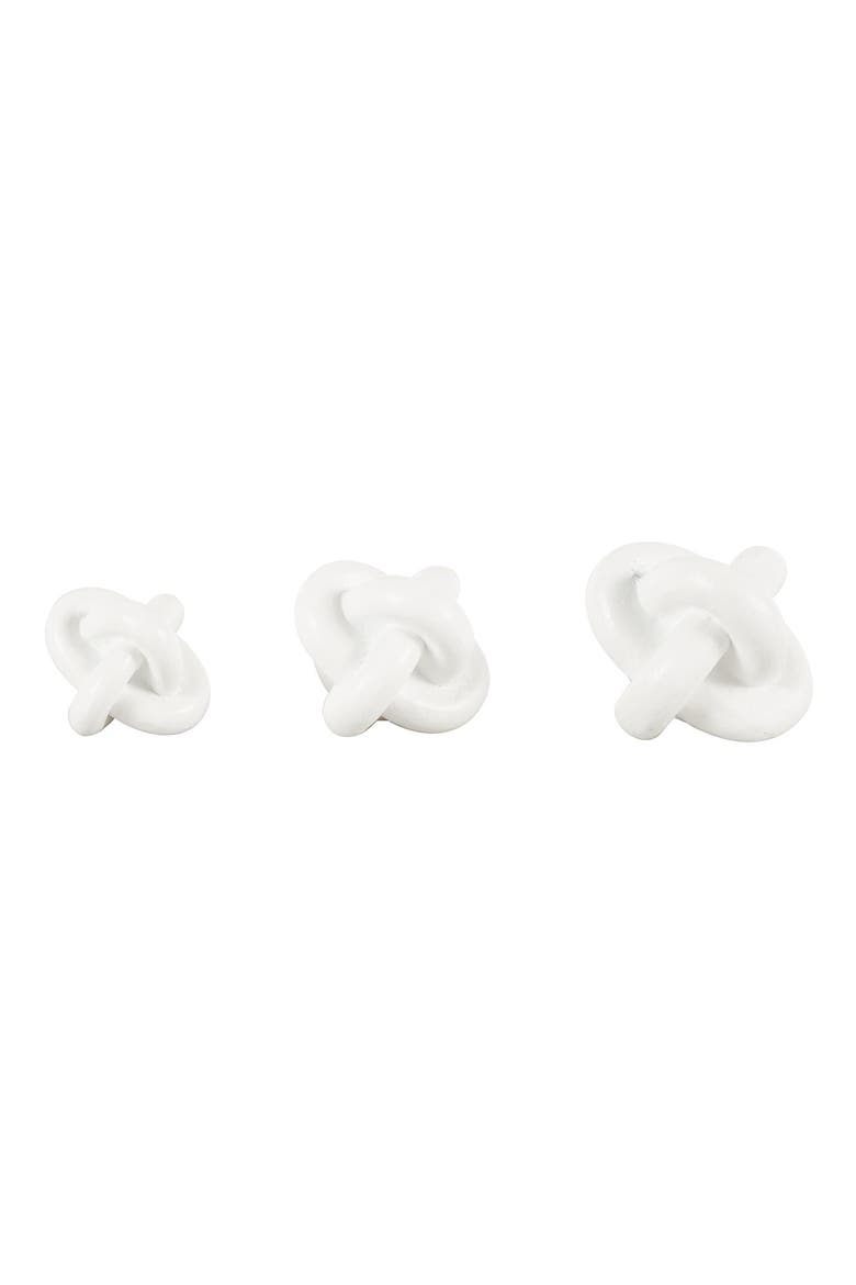 Set of 3 Modern Knot Sculptures, Alternate, color, WHITE