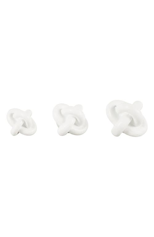 Uma Set Of 3 Modern Knot Sculptures In White
