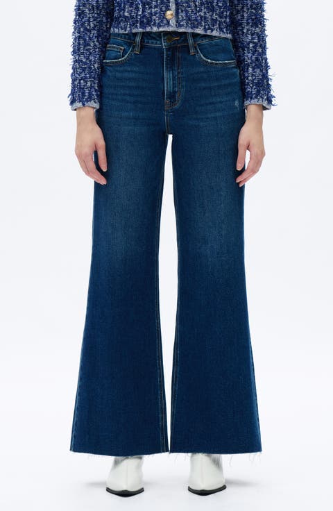 Bella Raw Hem High Waist Wide Flare Jeans
