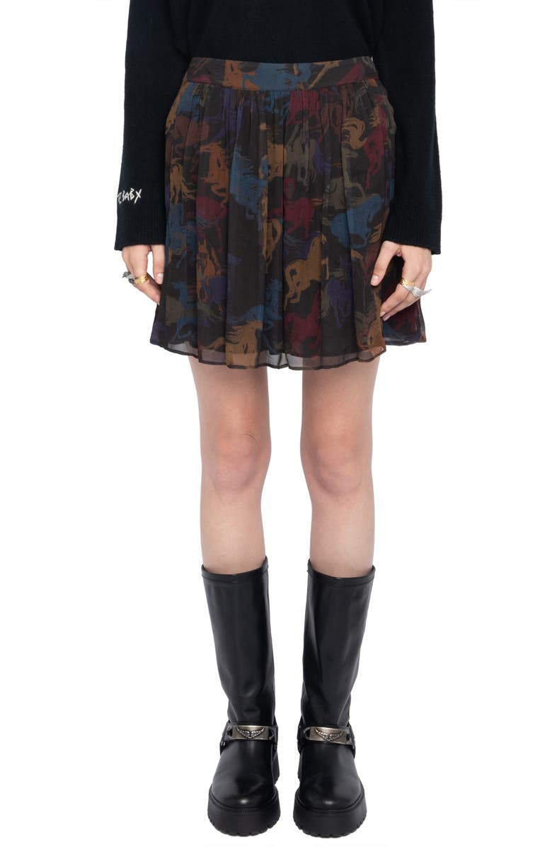 Zadig & Voltaire Jadys Horse Print Miniskirt, Main, color,