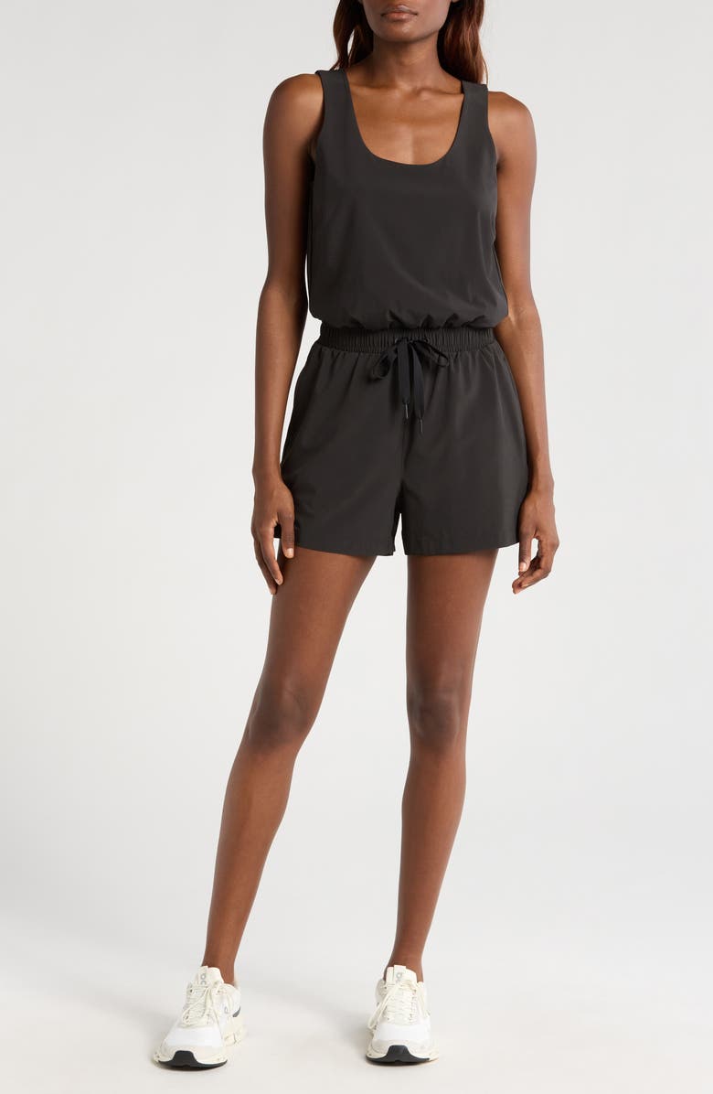 Free Fly Breeze Drawstring Waist Romper, Main, color, Black