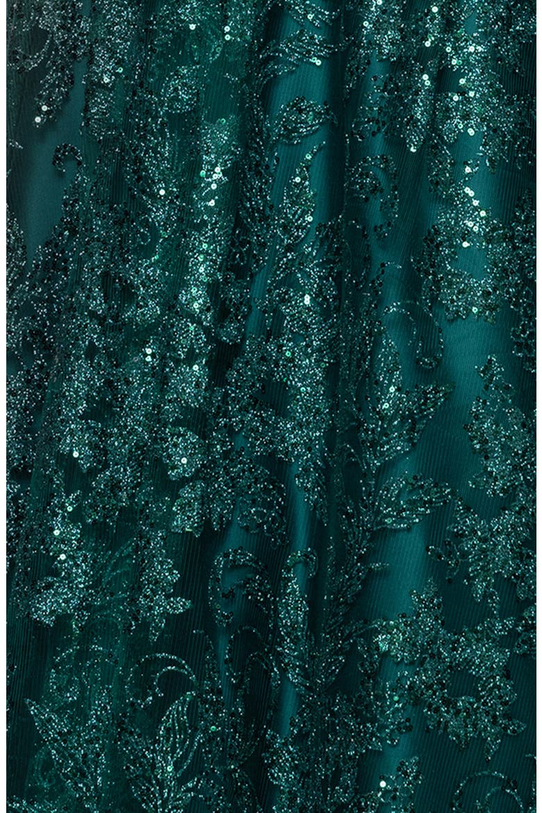 Glitter Corset Sleeveless Gown, Alternate, color, TEAL