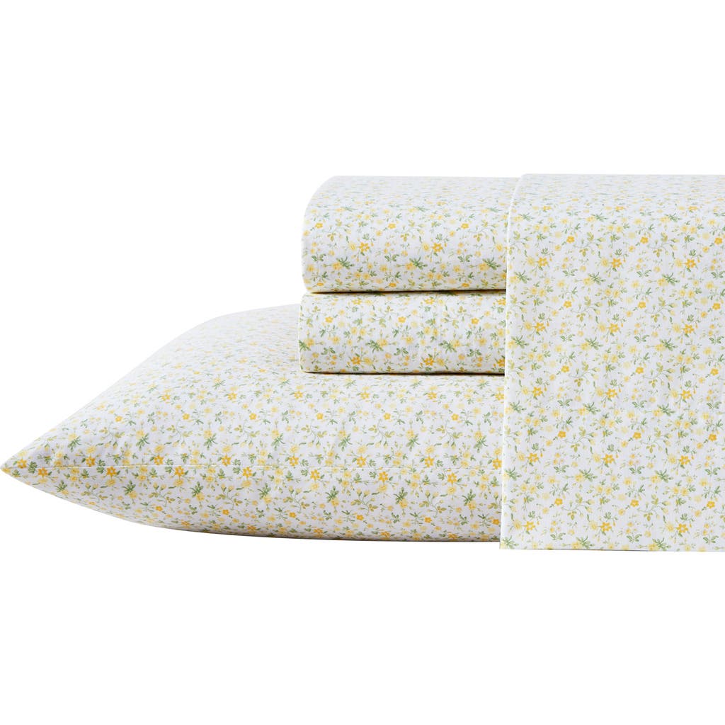 Laura Ashley Evie Twin Cotton Sheet Set In Sun Gold