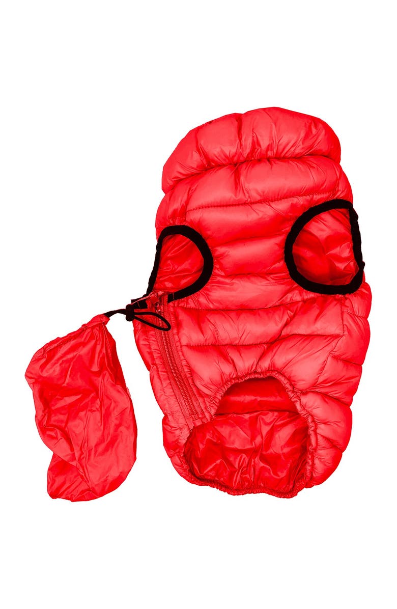 PET LIFE 'Pursuit' Quilted Ultra-Plush Thermal Dog Jacket - Large, Main, color, Red